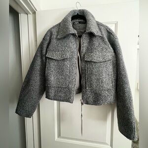 NWT Zara cropped grey jacket medium